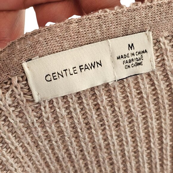 Gentle Fawn Pink and Cream Striped V-neck Sweater Sz M - Picture 6 of 9